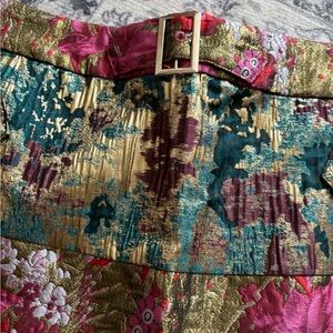 Floral Brocade Mini Skirt - Multicolor